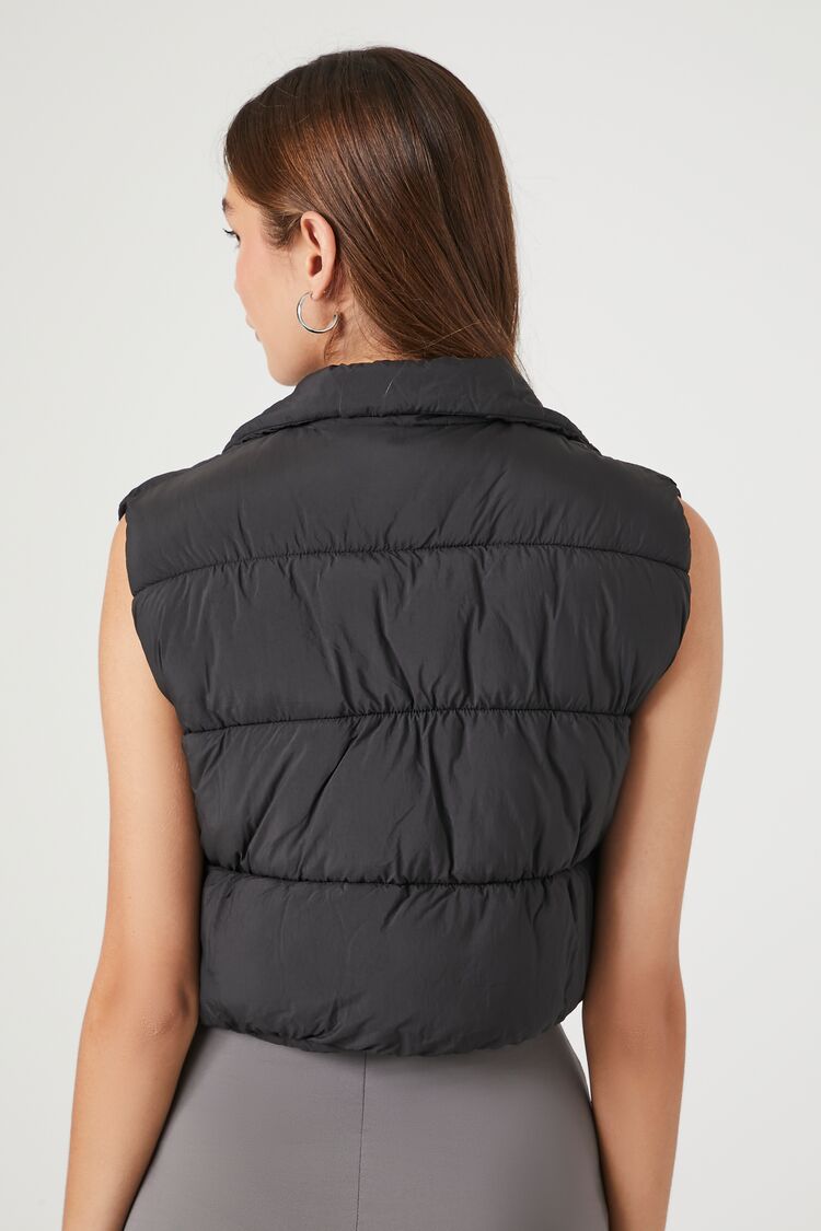 Cropped Zip-Up Puffer Vest - Image 3