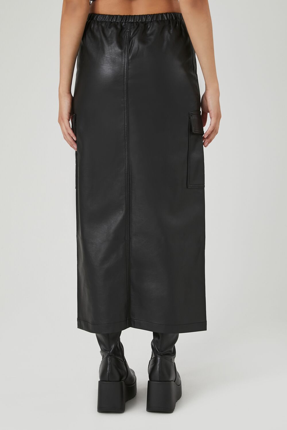 Faux Leather Maxi Slit Skirt - Image 4