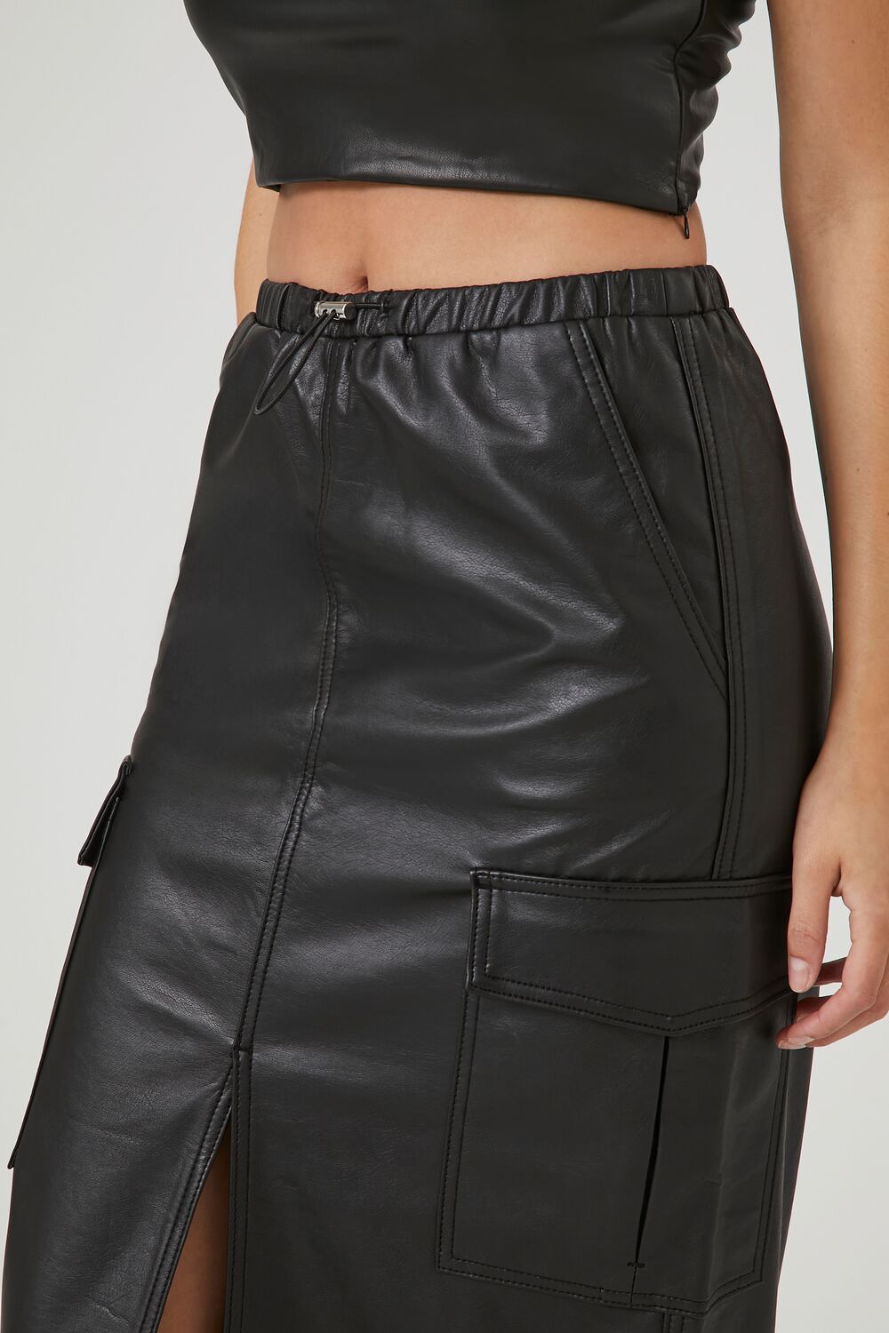 Faux Leather Maxi Slit Skirt - Image 5