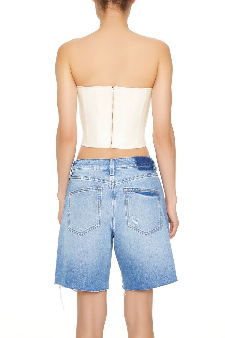 Cropped Faux Leather Tube Top - Image 3