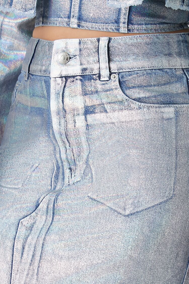 Iridescent Denim A-Line Maxi Skirt - Image 5