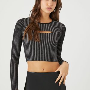 Cutout Sweater-Knit Crop Top