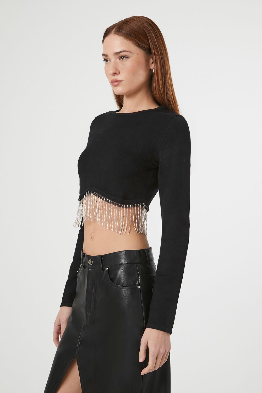 Rhinestone-Fringe Crop Top - Image 2