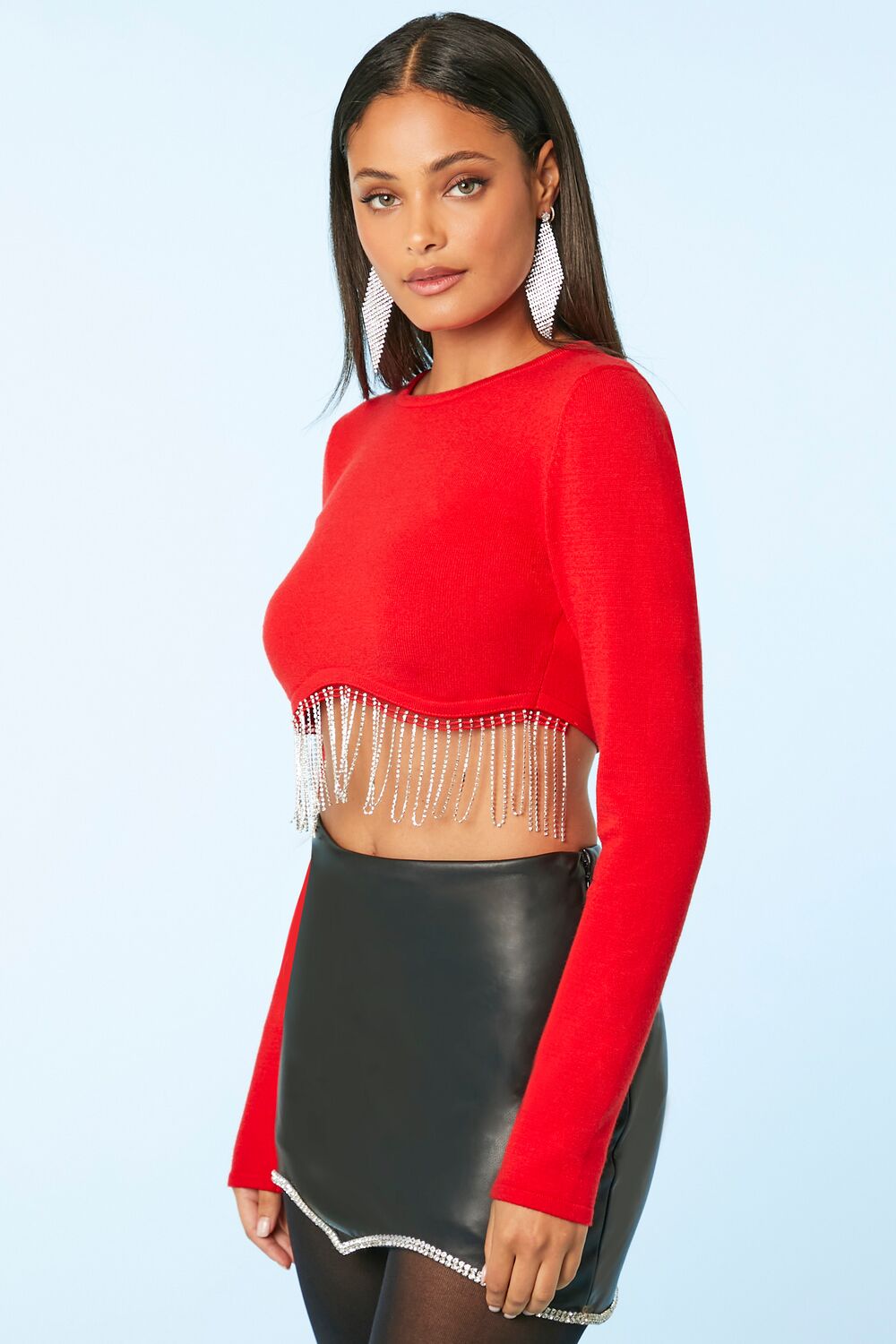 Rhinestone-Fringe Crop Top - Image 8