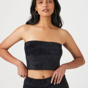 Fuzzy Sweater-Knit Tube Top
