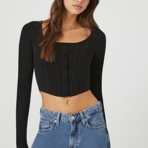 Sweater-Knit Seam Crop Top