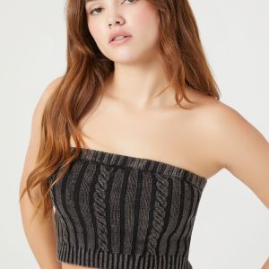 Cable Sweater-Knit Tube Top