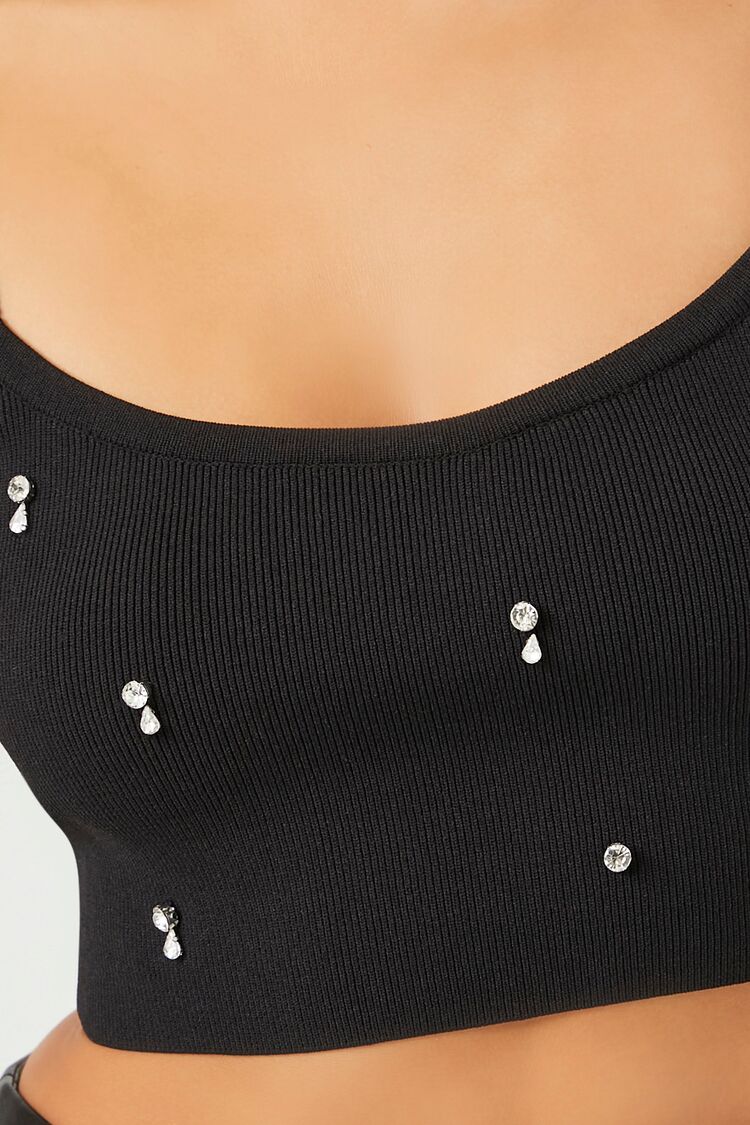 Sweater-Knit Rhinestone Cropped Cami - Image 5