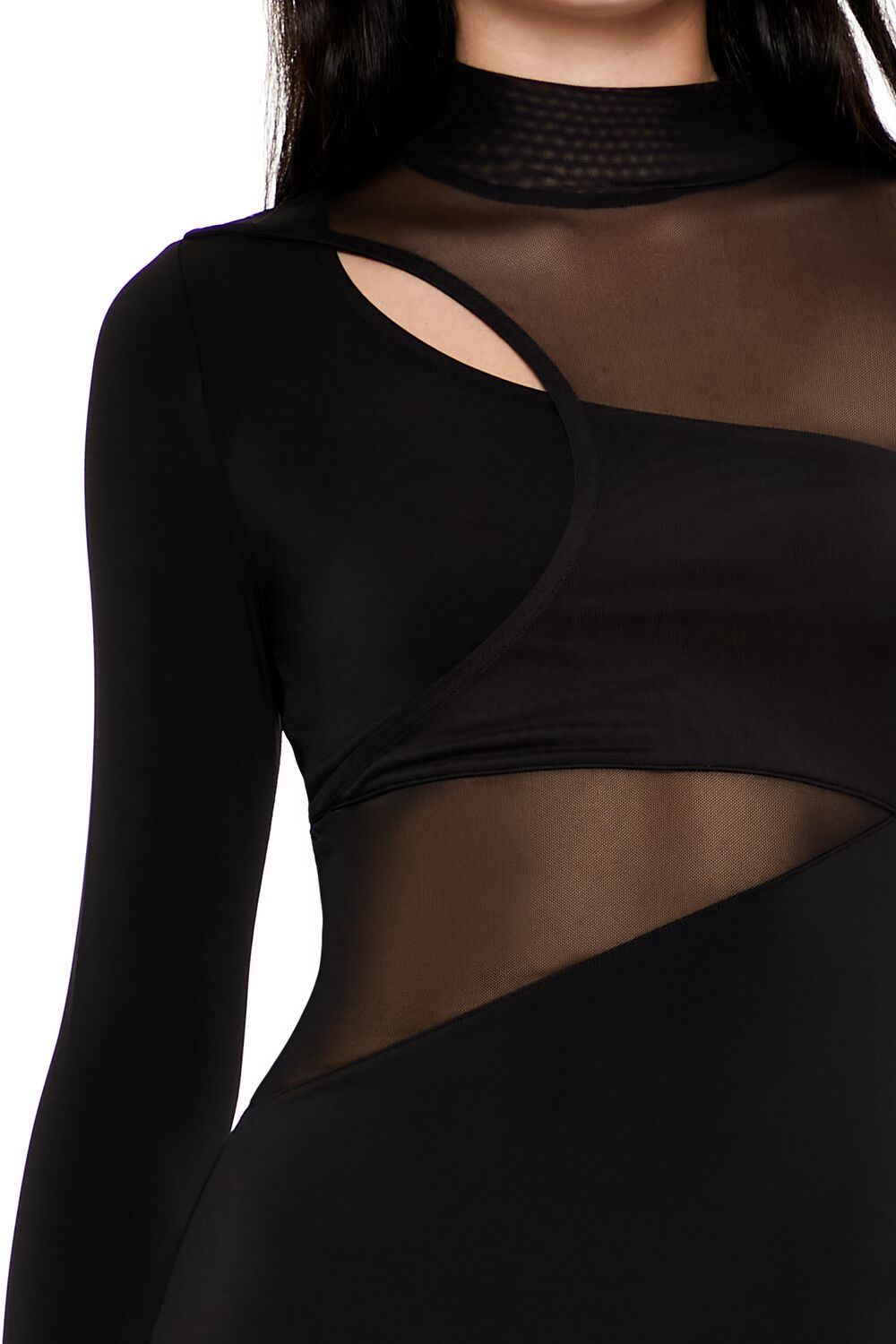 Mesh Combo Bodycon Dress - Image 5