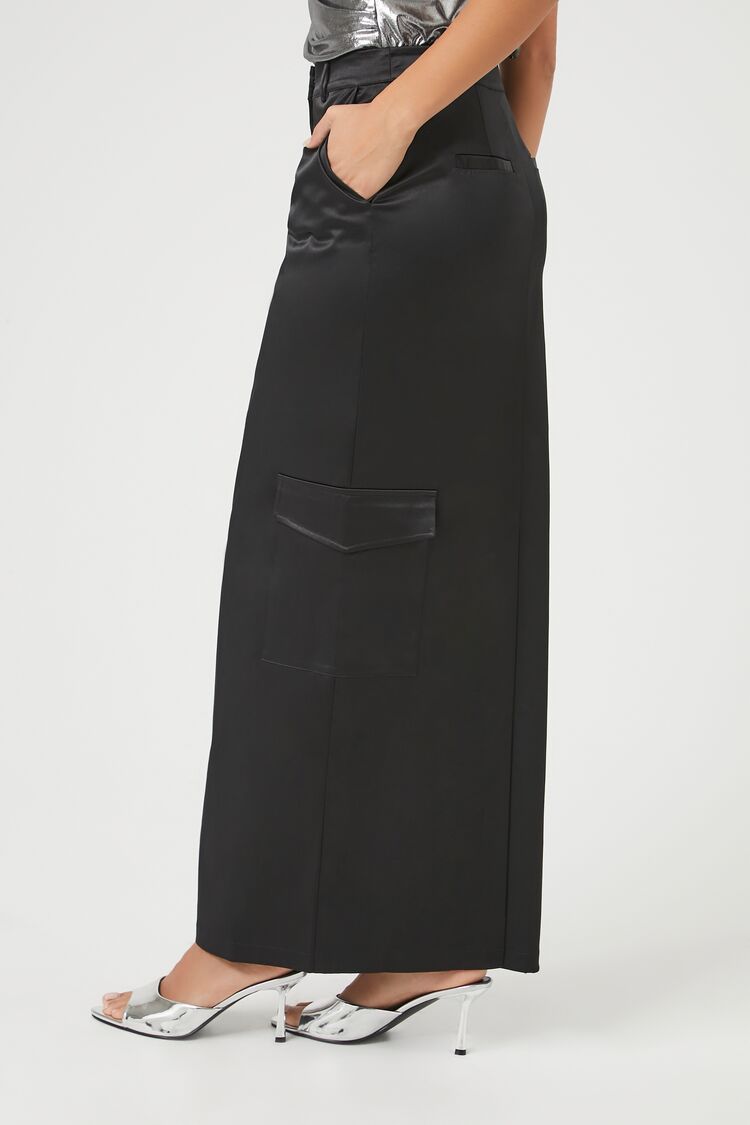 Satin Cargo Maxi Skirt - Image 3