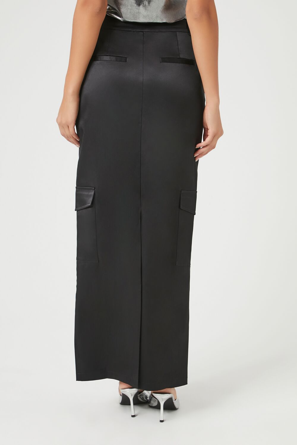 Satin Cargo Maxi Skirt - Image 4