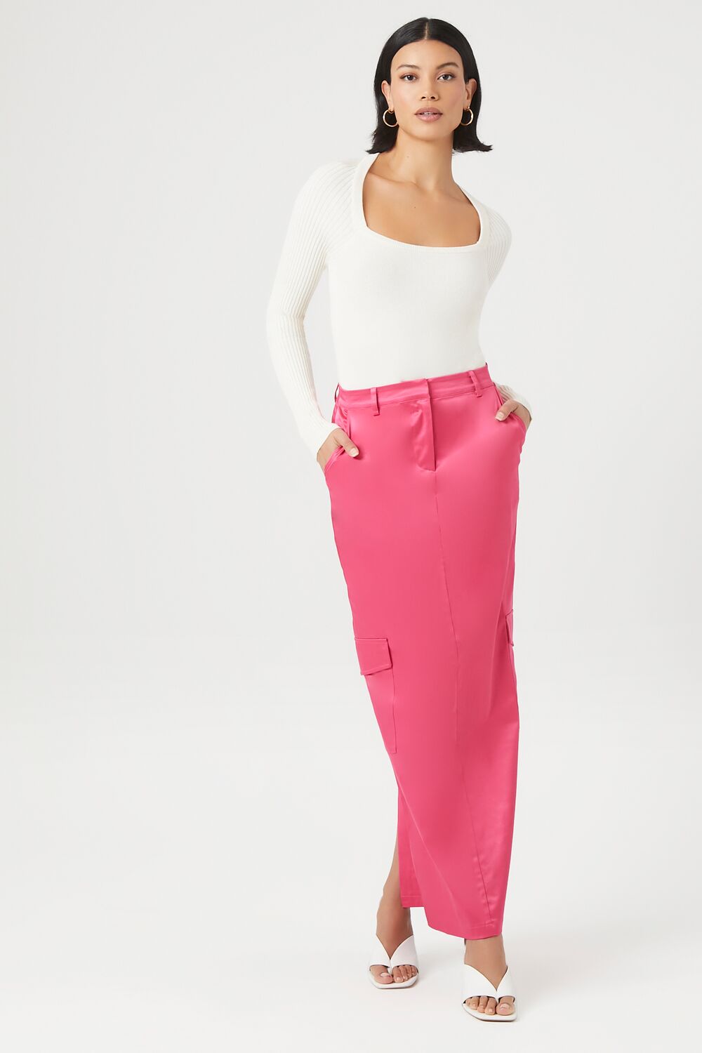 Satin Cargo Maxi Skirt - Image 6