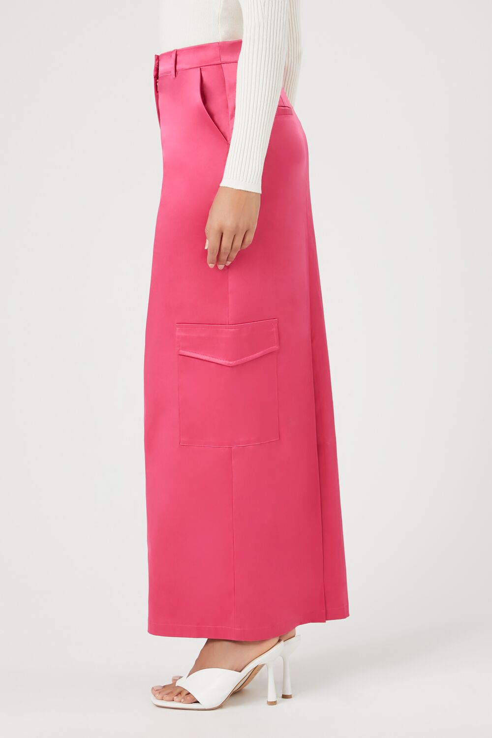 Satin Cargo Maxi Skirt - Image 8