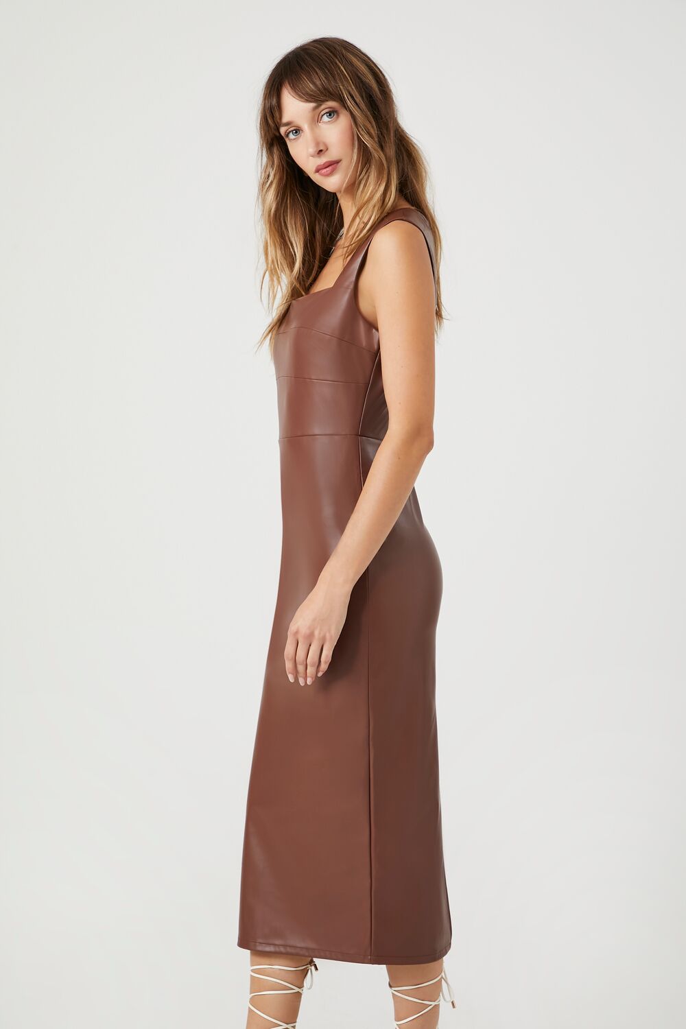 Faux Leather Sleeveless Midi Dress - Image 8