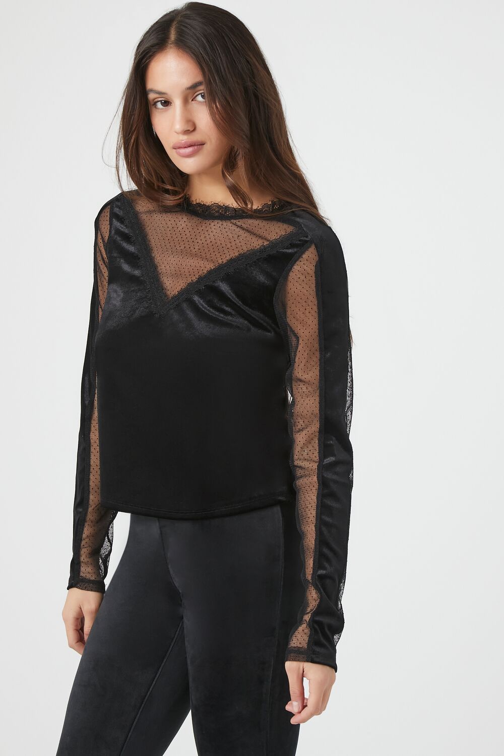 Sheer Lace Velvet Top - Image 2