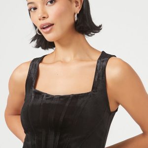 Velvet Bustier Cropped Tank Top