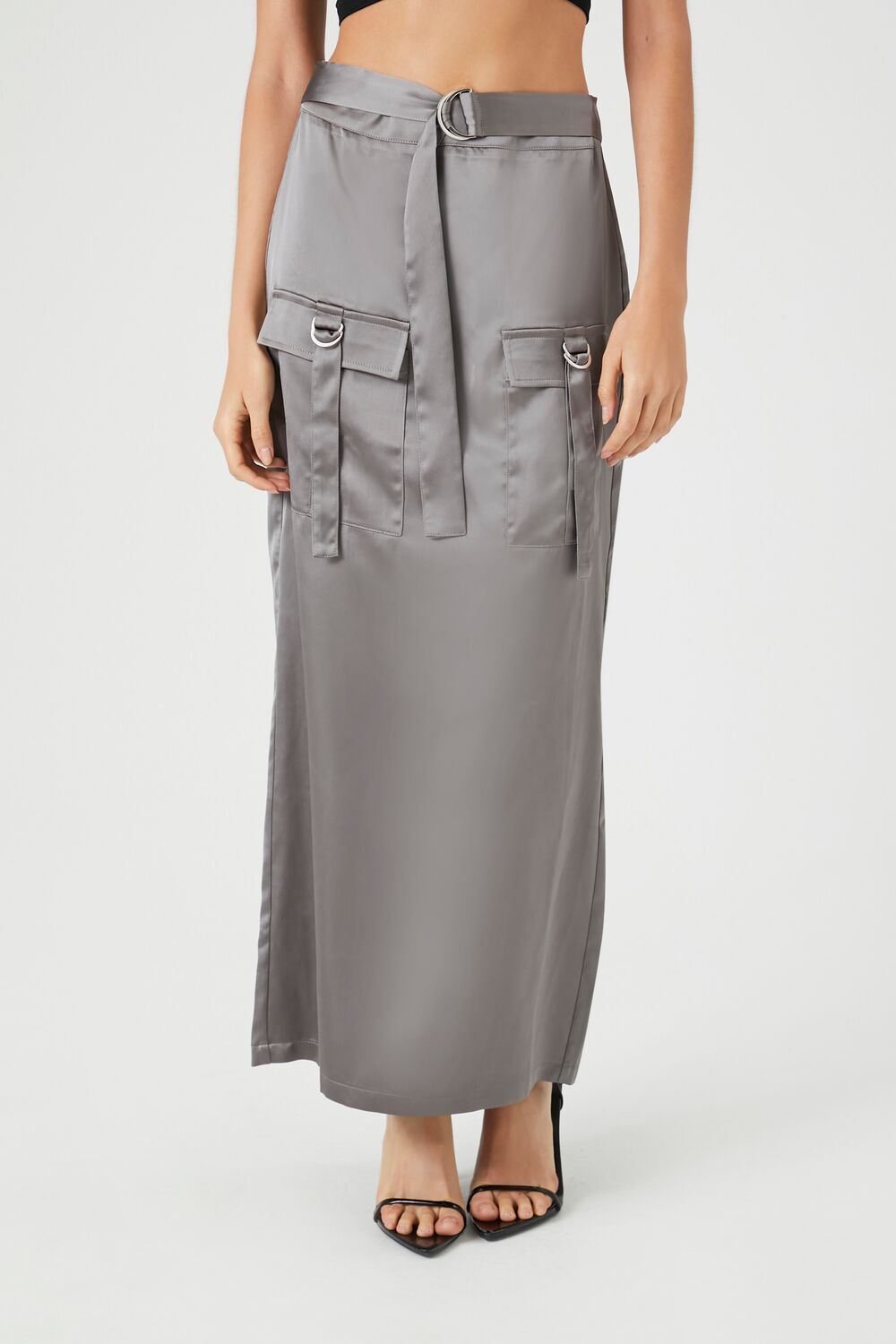 Satin Cargo Maxi Skirt - Image 2