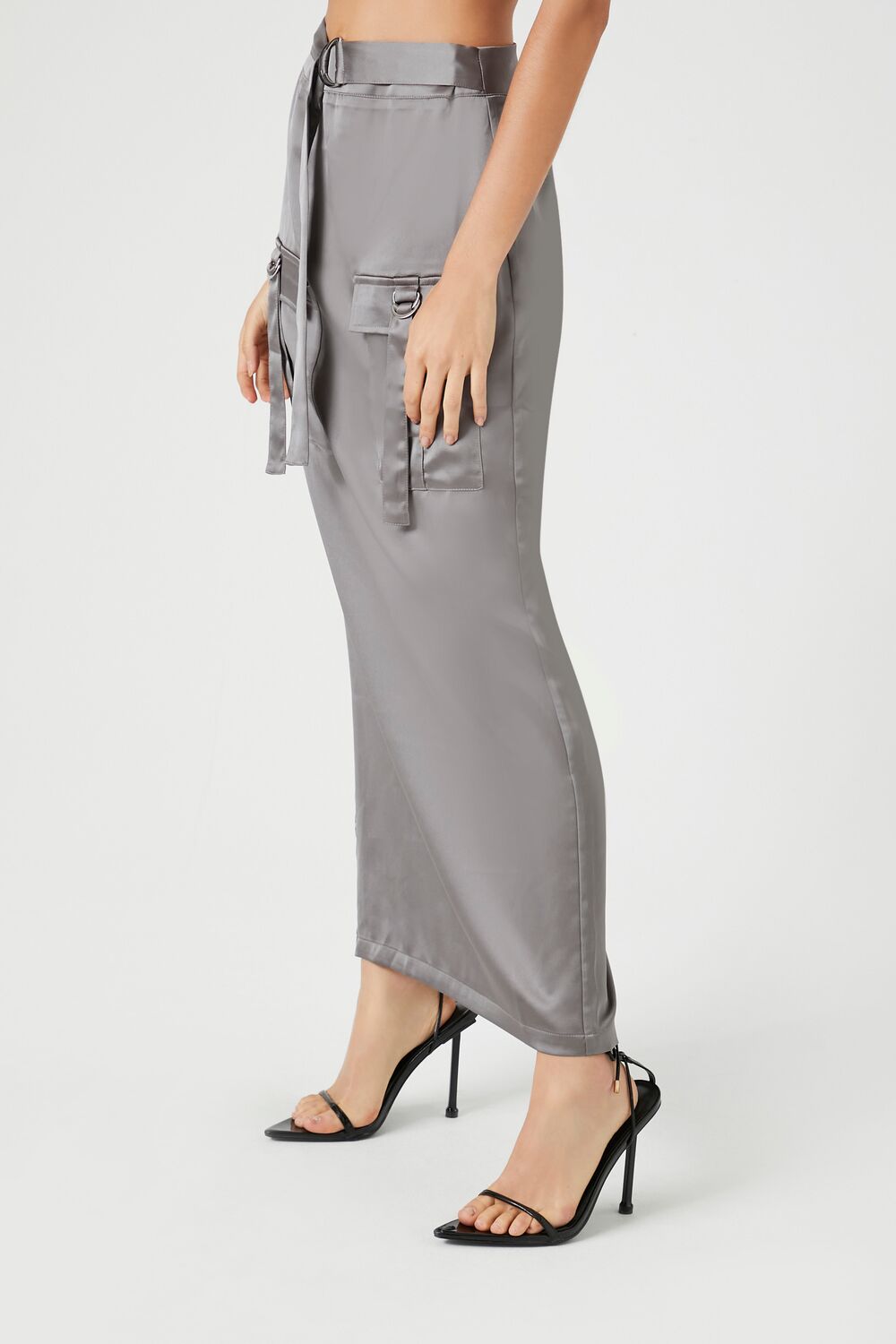 Satin Cargo Maxi Skirt - Image 3