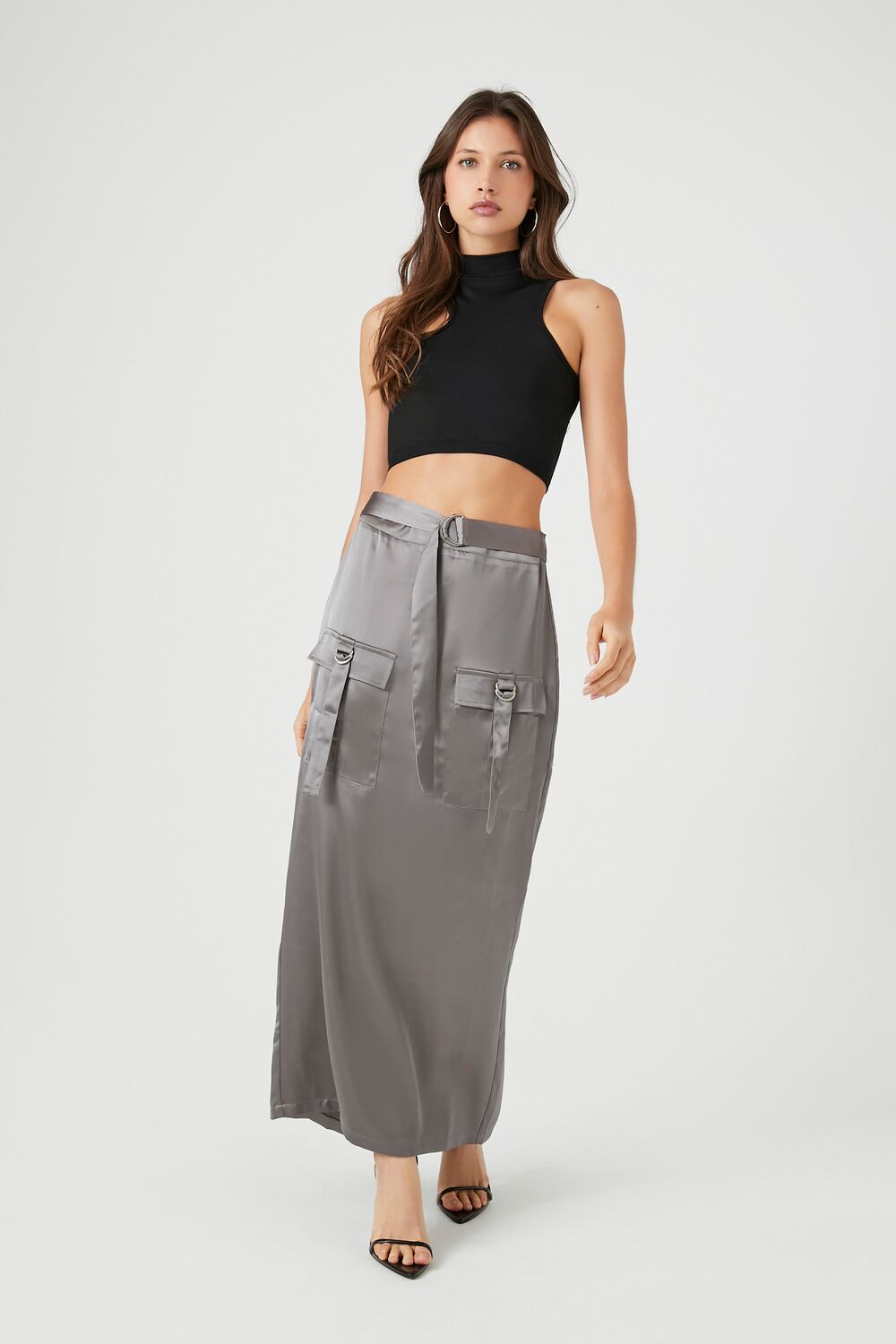 Satin Cargo Maxi Skirt - Image 5
