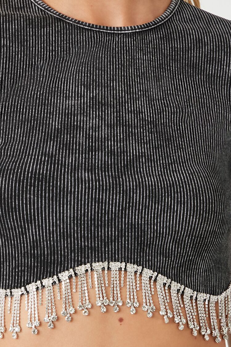 Rhinestone-Fringe Cropped Tee - Image 5