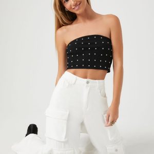 Rhinestone Cropped Tube Top
