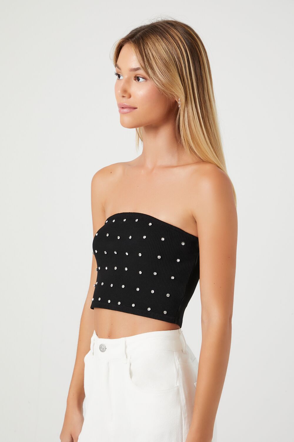 Rhinestone Cropped Tube Top - Image 2