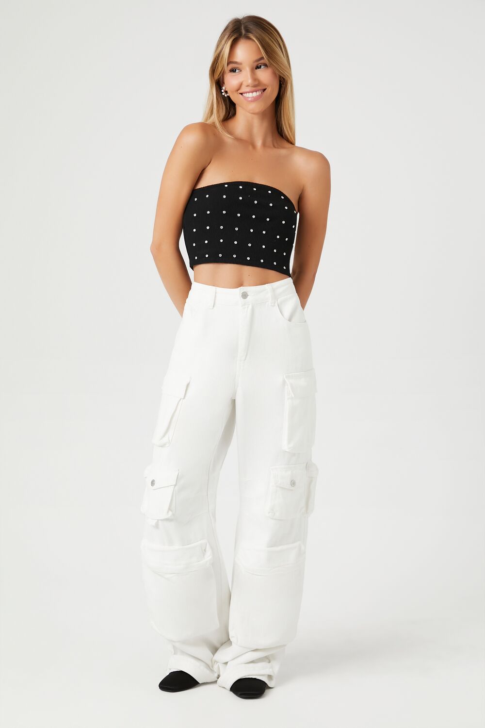 Rhinestone Cropped Tube Top - Image 4