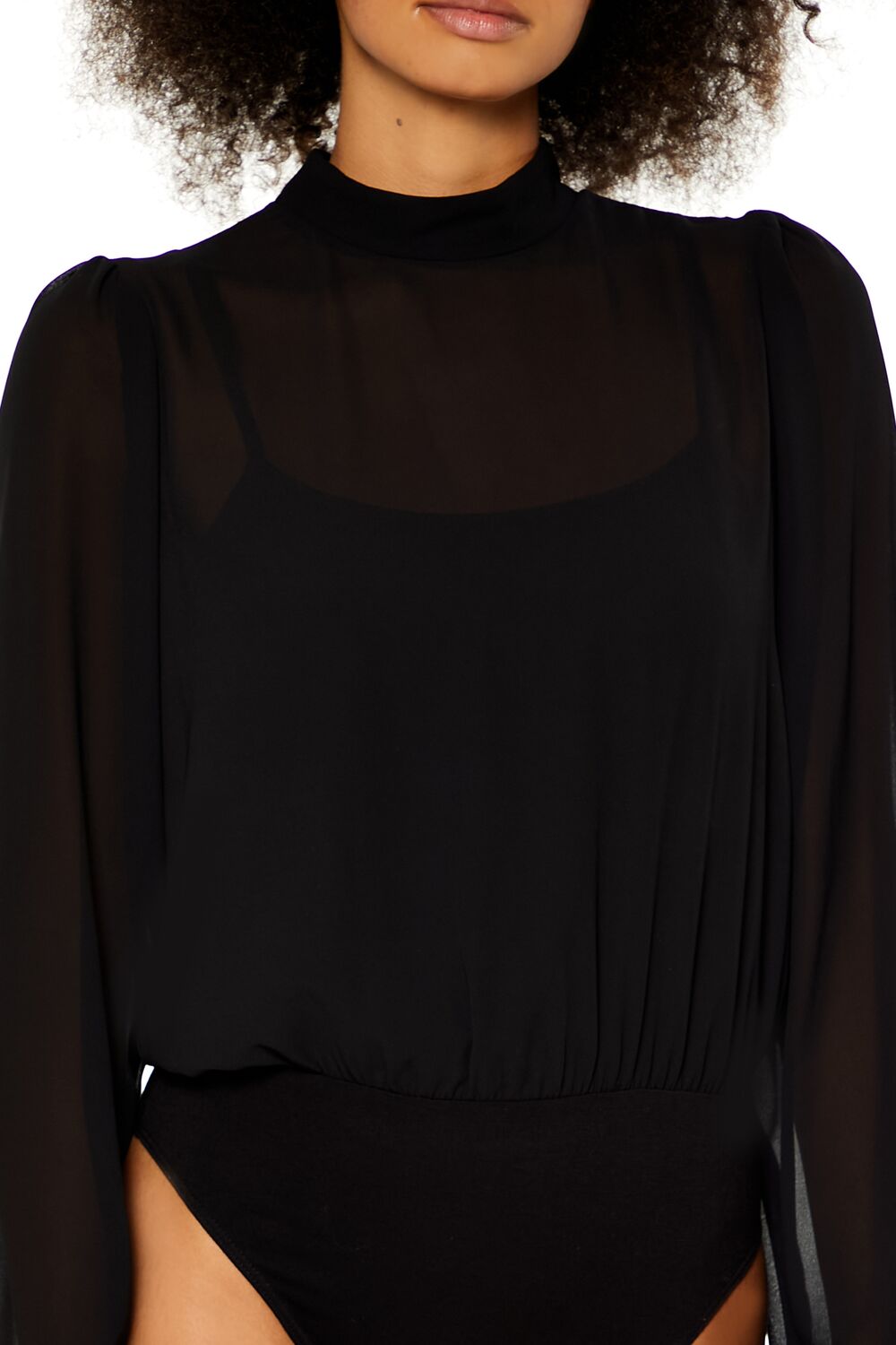 Chiffon Mock Neck Bodysuit - Image 3