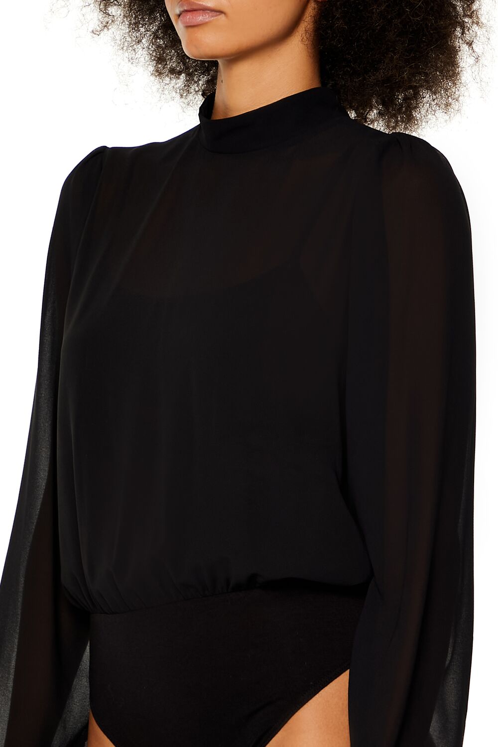 Chiffon Mock Neck Bodysuit - Image 4