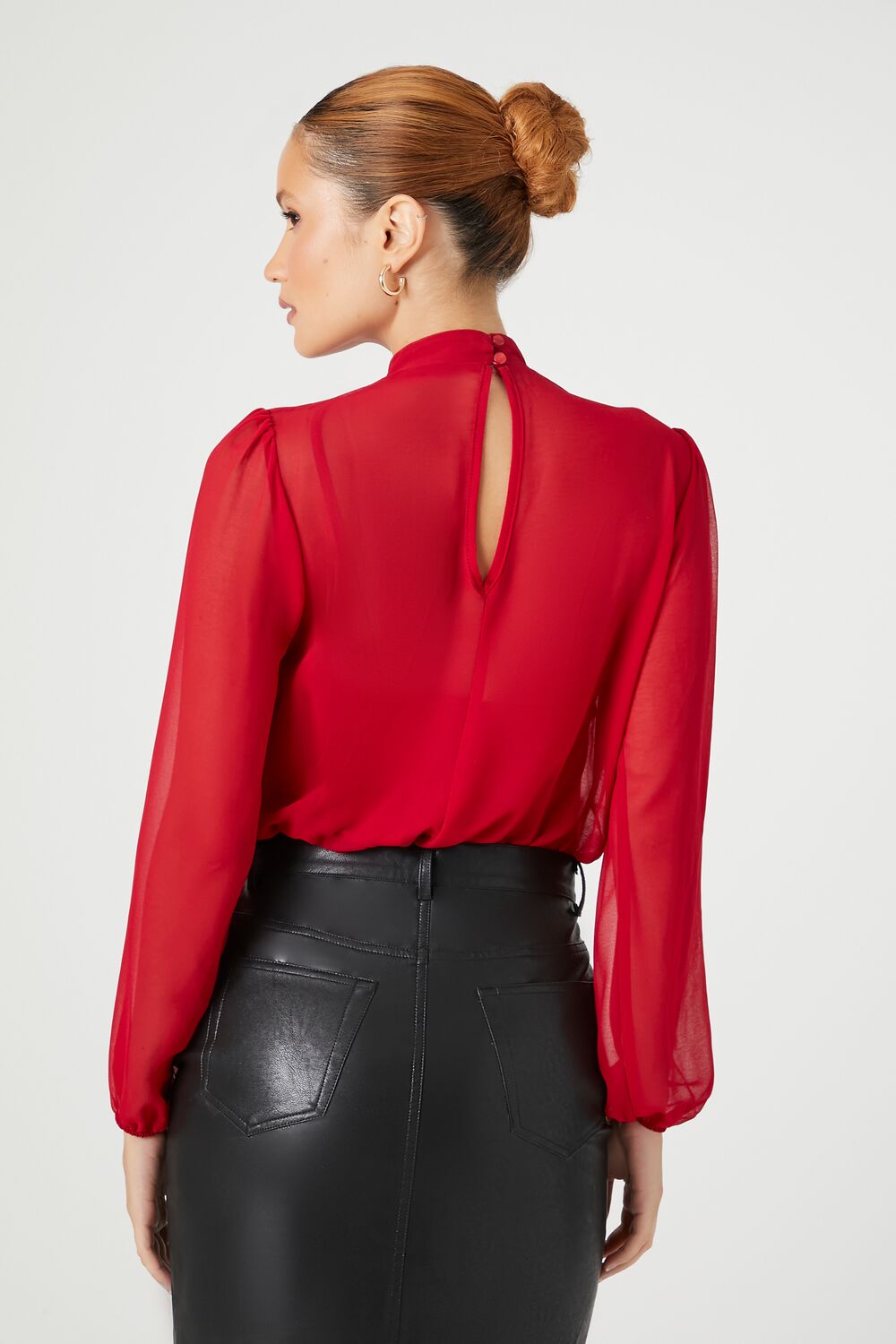 Chiffon Mock Neck Bodysuit - Image 8