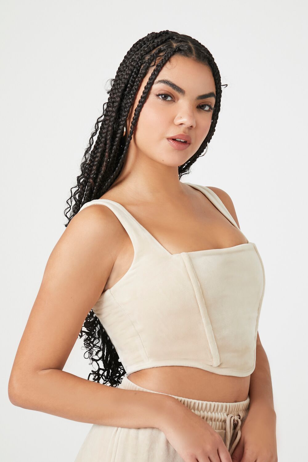 Velour Corset Crop Top - Image 2
