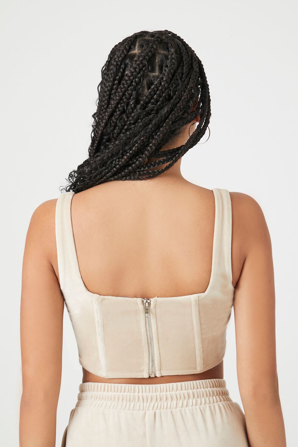 Velour Corset Crop Top - Image 3