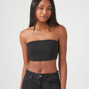 Rhinestone Cropped Tube Top