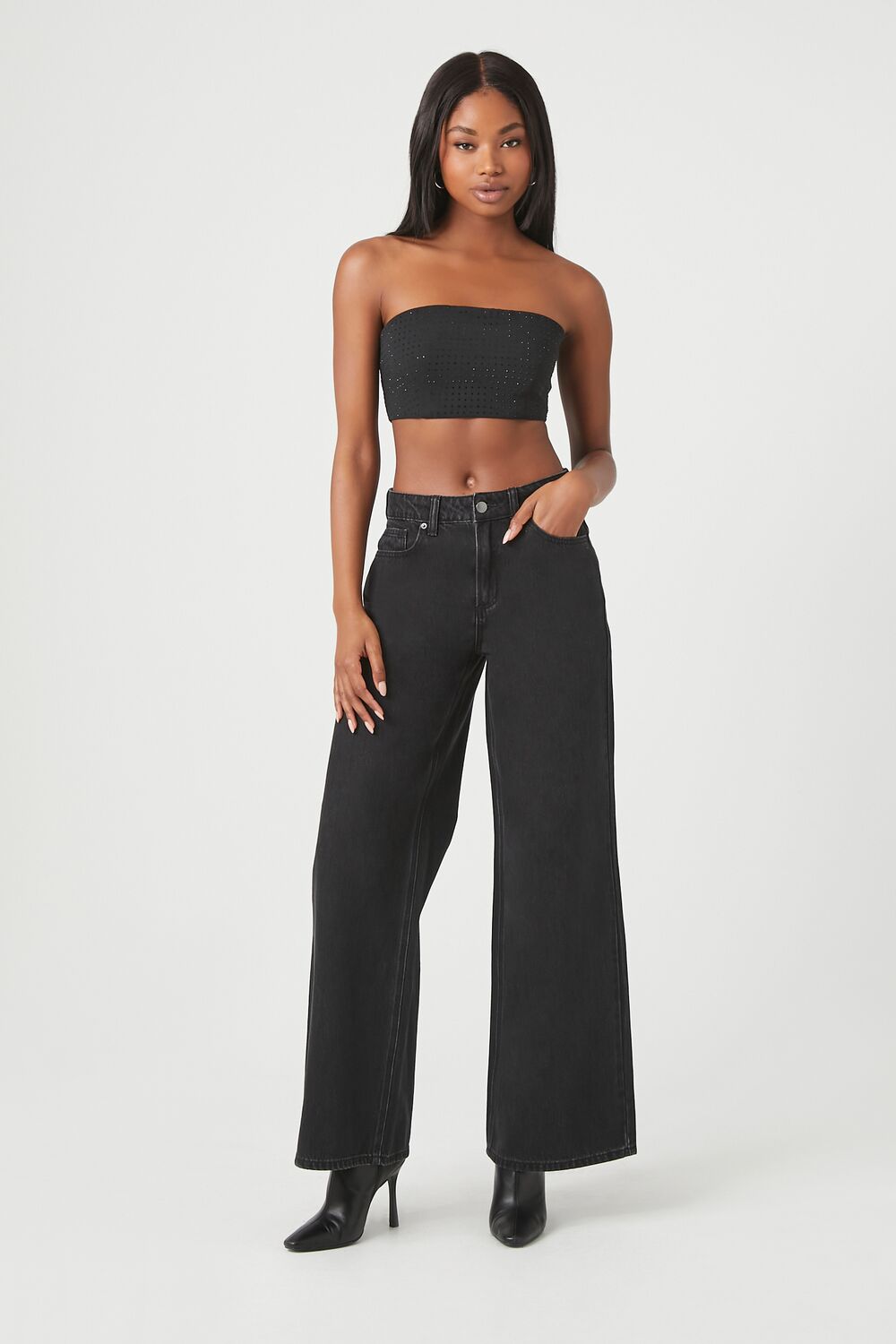 Rhinestone Cropped Tube Top - Image 4