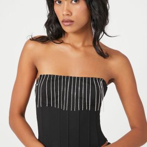 Rhinestone Fringe Tube Top