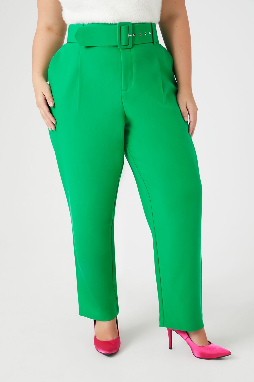 Plus Size Belted Trouser Pants - Image 2