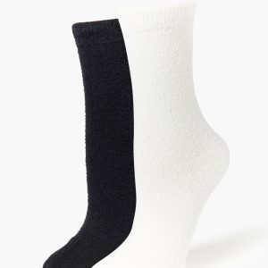 Fuzzy Knit Crew Socks Set - 2 pack