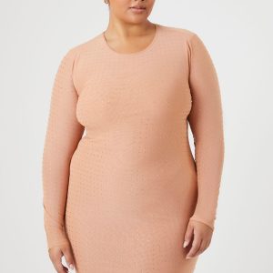 Plus Size Rhinestone Mesh Dress