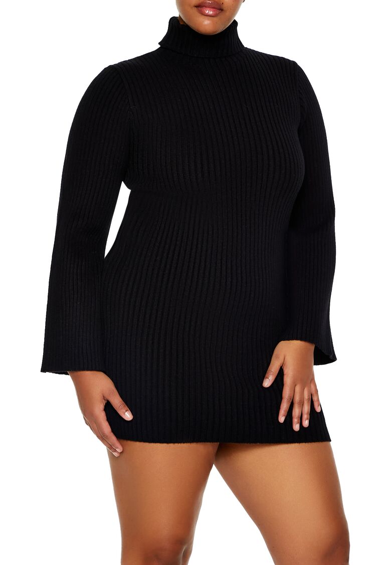 Plus Size Turtleneck Mini Sweater Dress - Image 2