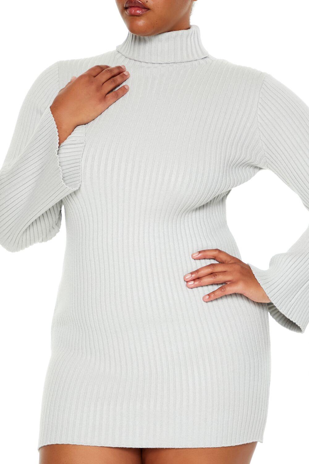 Plus Size Turtleneck Mini Sweater Dress - Image 15