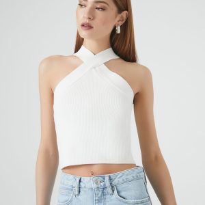 Sweater-Knit Crisscross Crop Top