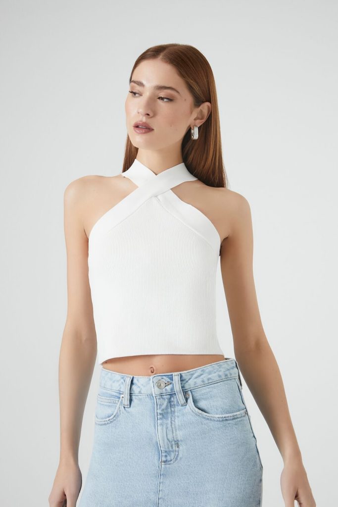 Sweater-Knit Crisscross Crop Top