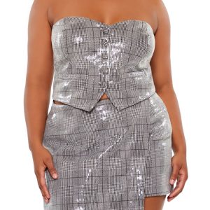 Plus Size Glen Plaid Tube Top