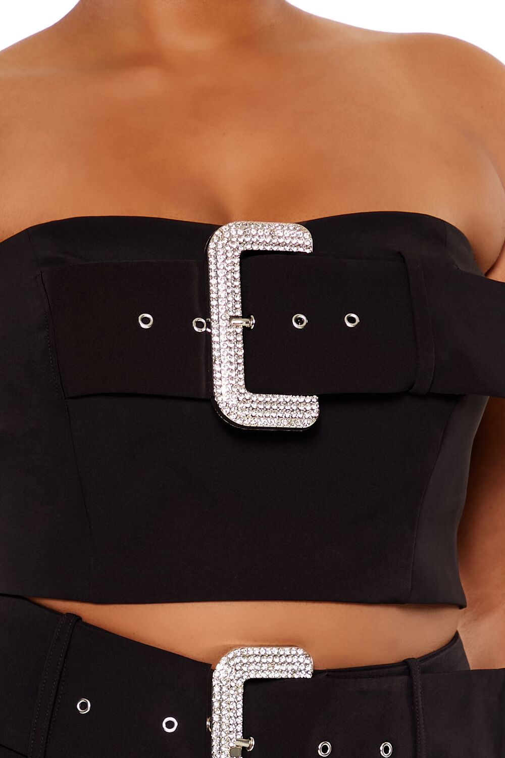 Plus Size Rhinestone Buckle Tube Top - Image 3