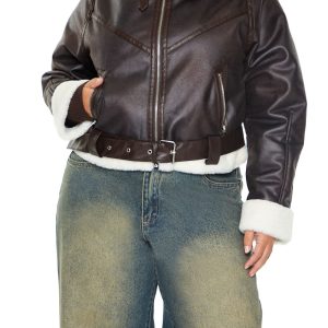 Plus Size Faux Leather Moto Jacket