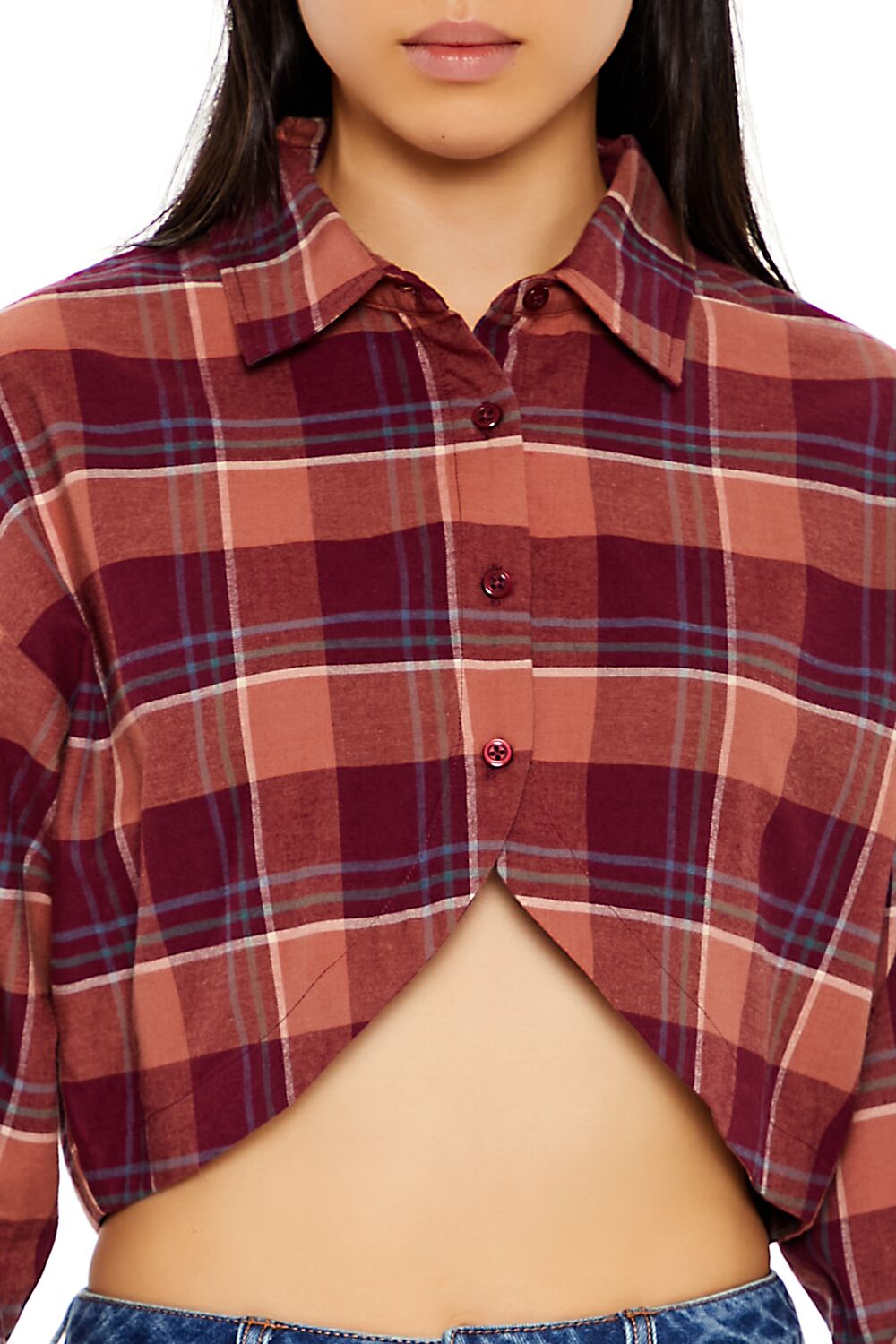 Plaid Flannel Cropped Shirt - Image 3