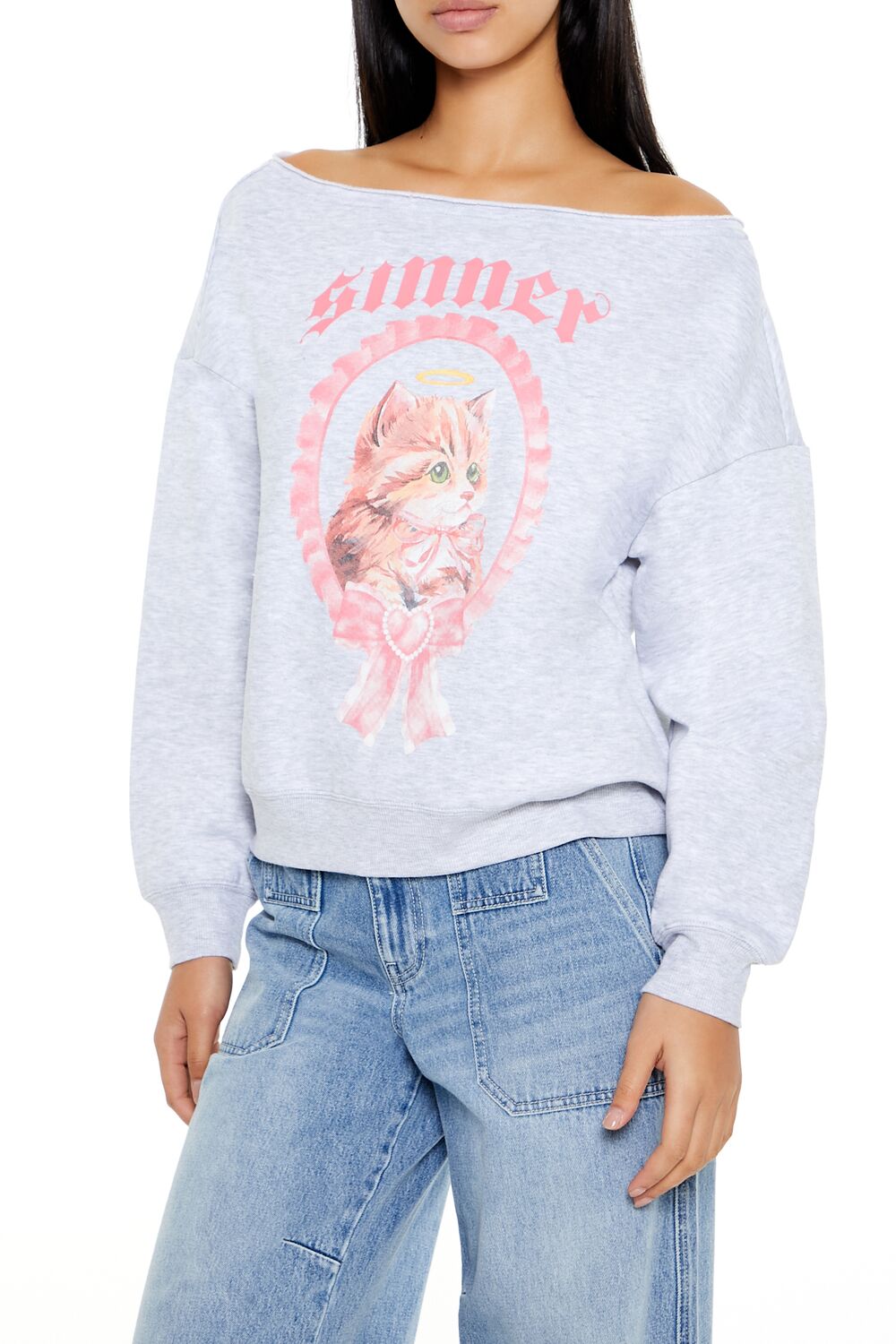 Sinner Kitten Graphic Pullover - Image 4