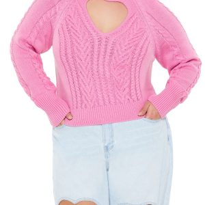 Plus Size Heart Cutout Sweater