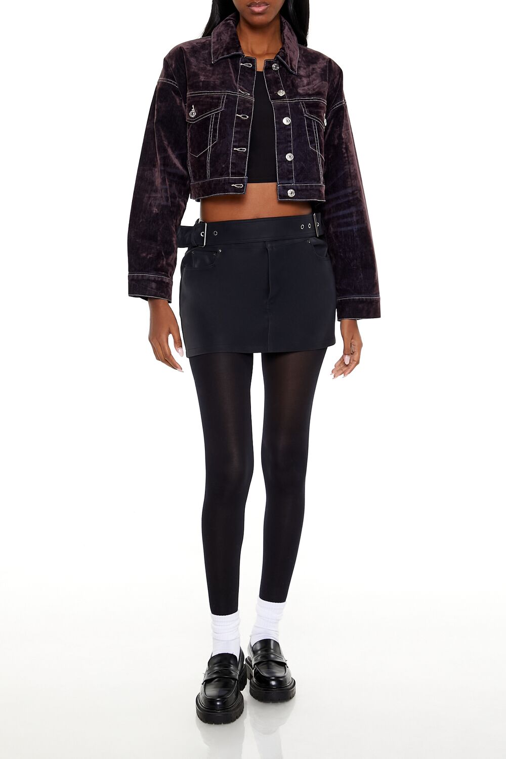 Cropped Denim Trucker Jacket - Image 2