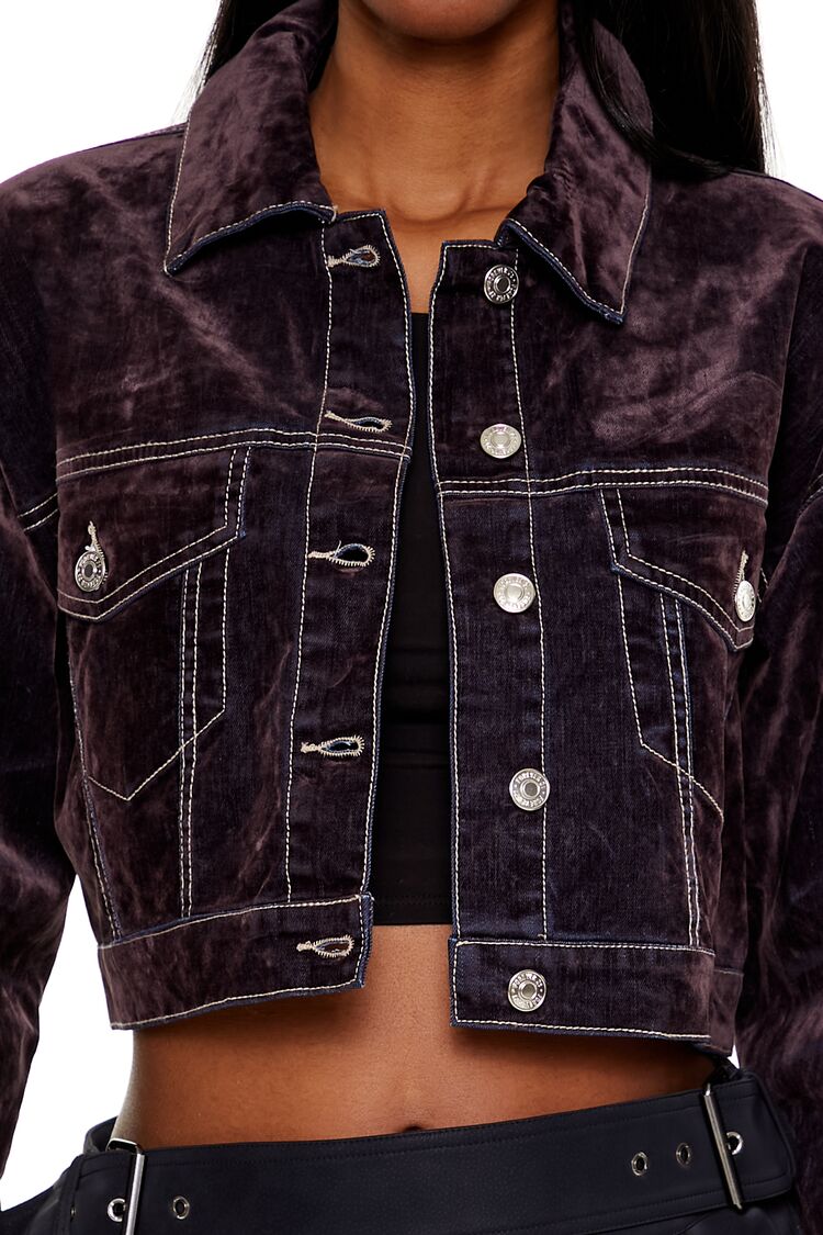 Cropped Denim Trucker Jacket - Image 3